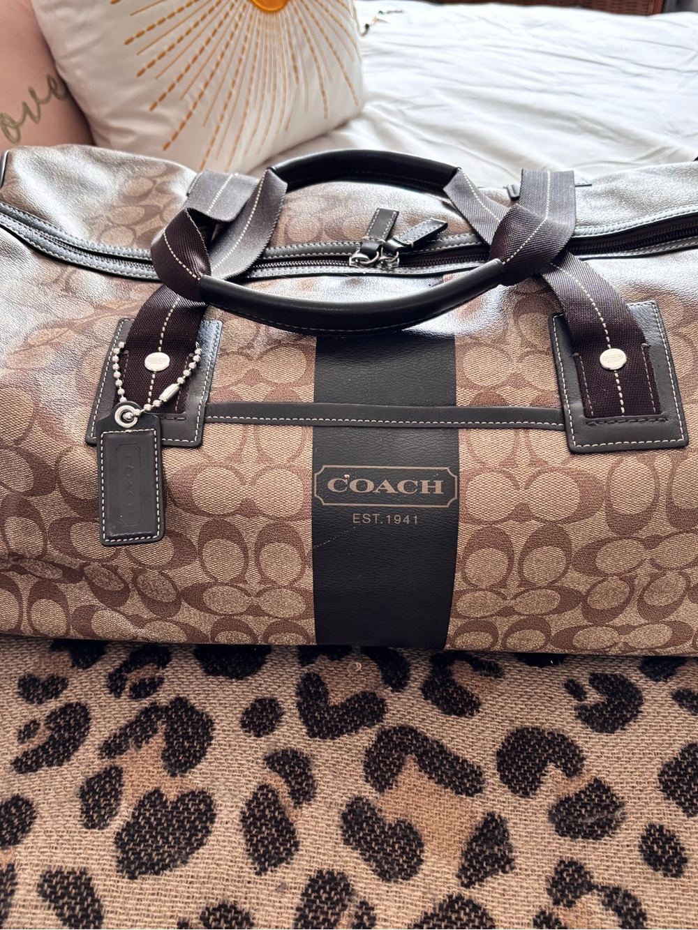 Coach Brown Signature Canvas Duffel Bag - Picture 5 of 13